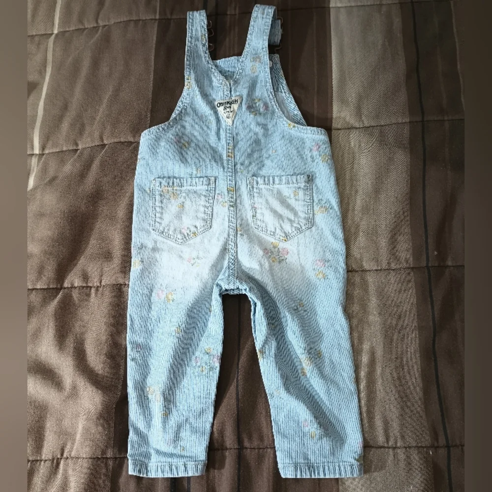Kids OshKosh B'gosh Blue Jean Floral Overalls 9 M‎